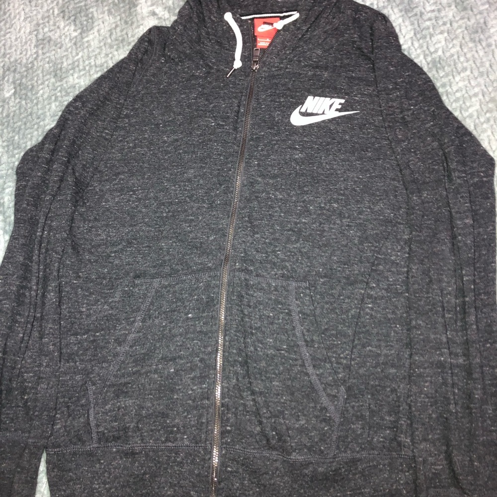 charcoal grey Nike zip-up hoodie